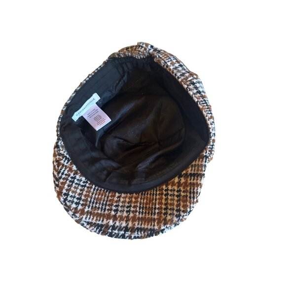 Anthropologie Brown Plaid Womens Baker Boy Cap One Size - Picture 4 of 5